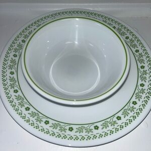 Vintage Corelle Floral Pattern Dinner Plate & Bowl Set of Two